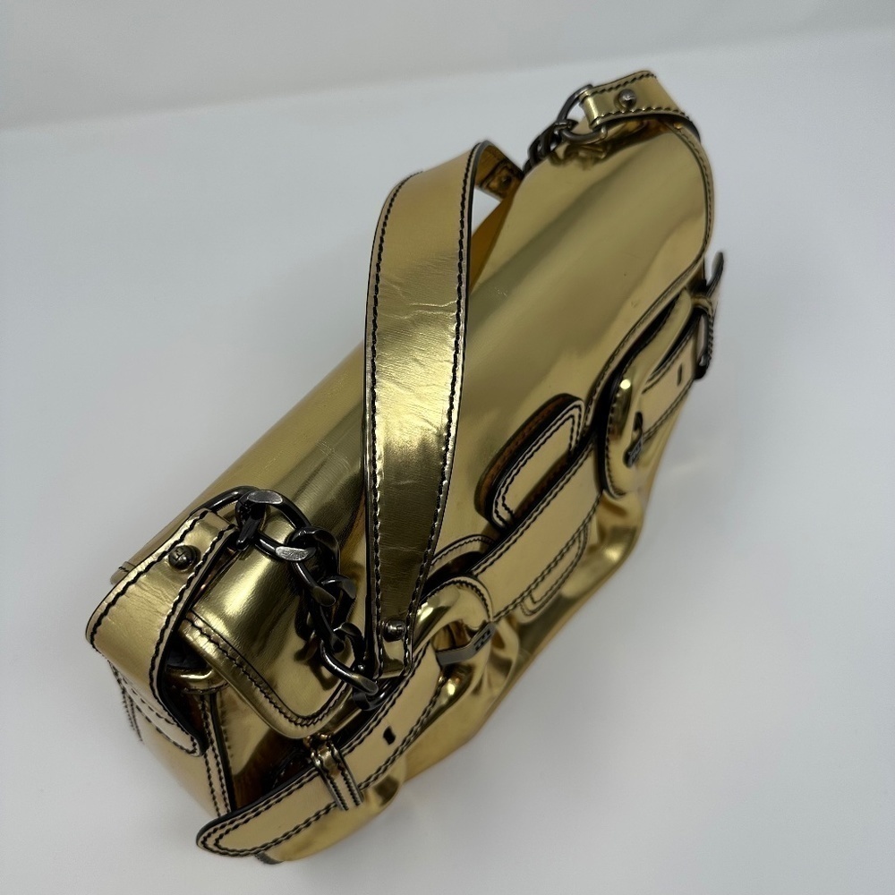 FENDI B. Bis Gold Metallic Flap Bag - Picture 8 of 12